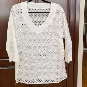 COLDWATER CREEK Eyelet Tunic in White - Size 1X/18